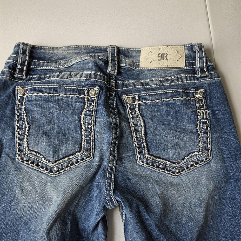 Miss Me Jeans Womens 29x34 Blue Chloe Slim Boot Bootcut Embellished Pockets